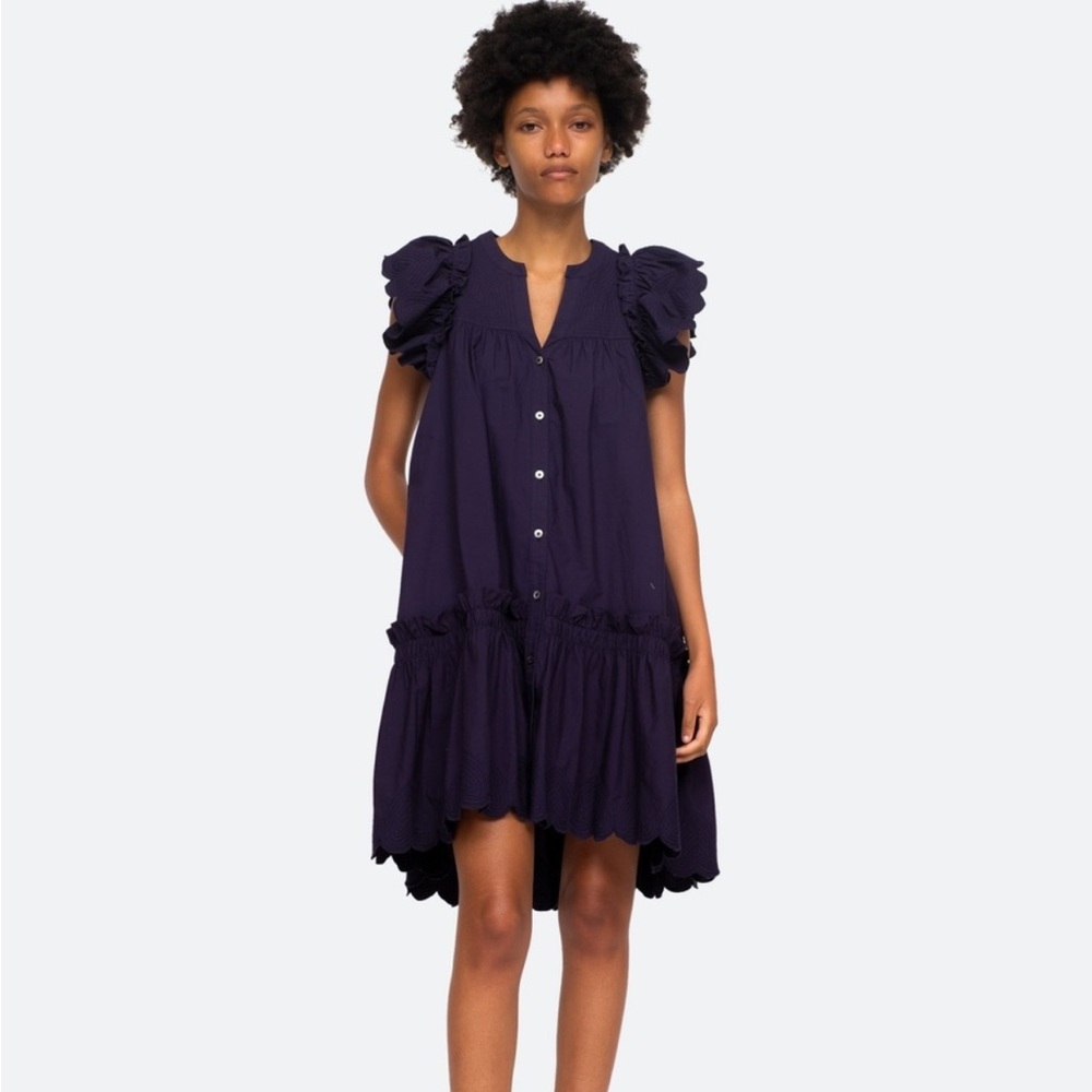 Sea NY Heidi Heart Mini Dress Navy